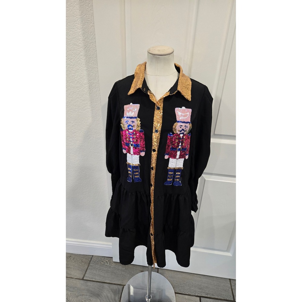 Black Nutcracker Sequin Collar Tiered Ruffle Butt… - image 1